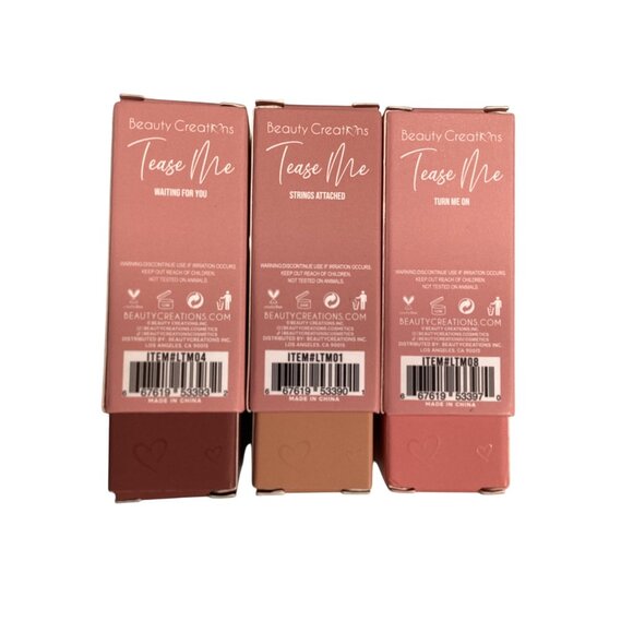 Beauty Creations Tease Me Soft Matte Lipstick Set Of 3 Turn me On Waiting For - Picture 2 of 7